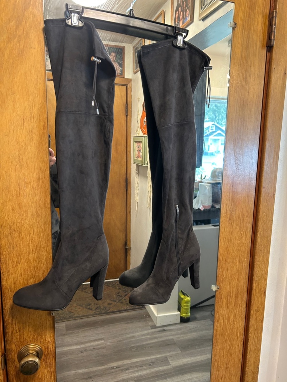 Sam Edelman Black Over-the-Knee Suede Boots with Back Tie